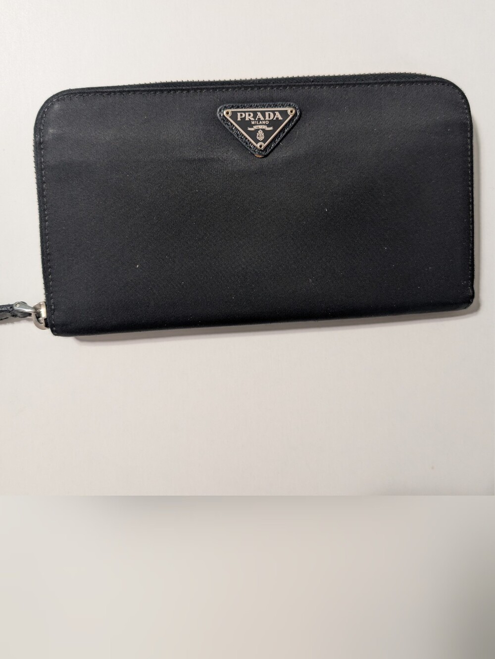 Authentic Prada Tessuto Nylon Zip Around Travel Wallet Organizer Black Italy